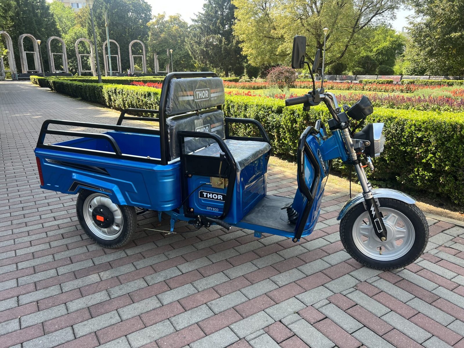 Triciclu electric 650W Thor CITY ECO blue sky fara permis 48V20Ah 25km/h TRANSPORT GRATUIT - imagine 2