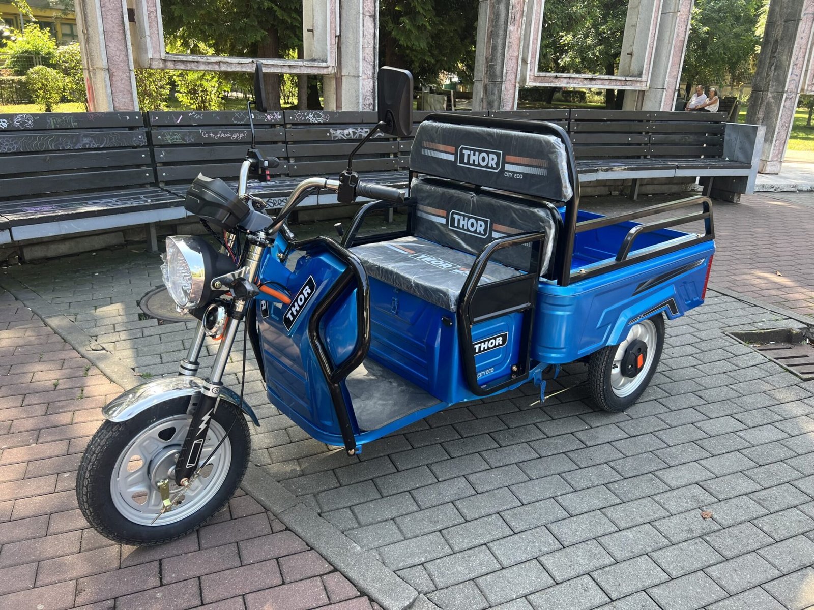Triciclu electric 650W Thor CITY ECO blue sky fara permis 48V20Ah 25km/h TRANSPORT GRATUIT - imagine 5