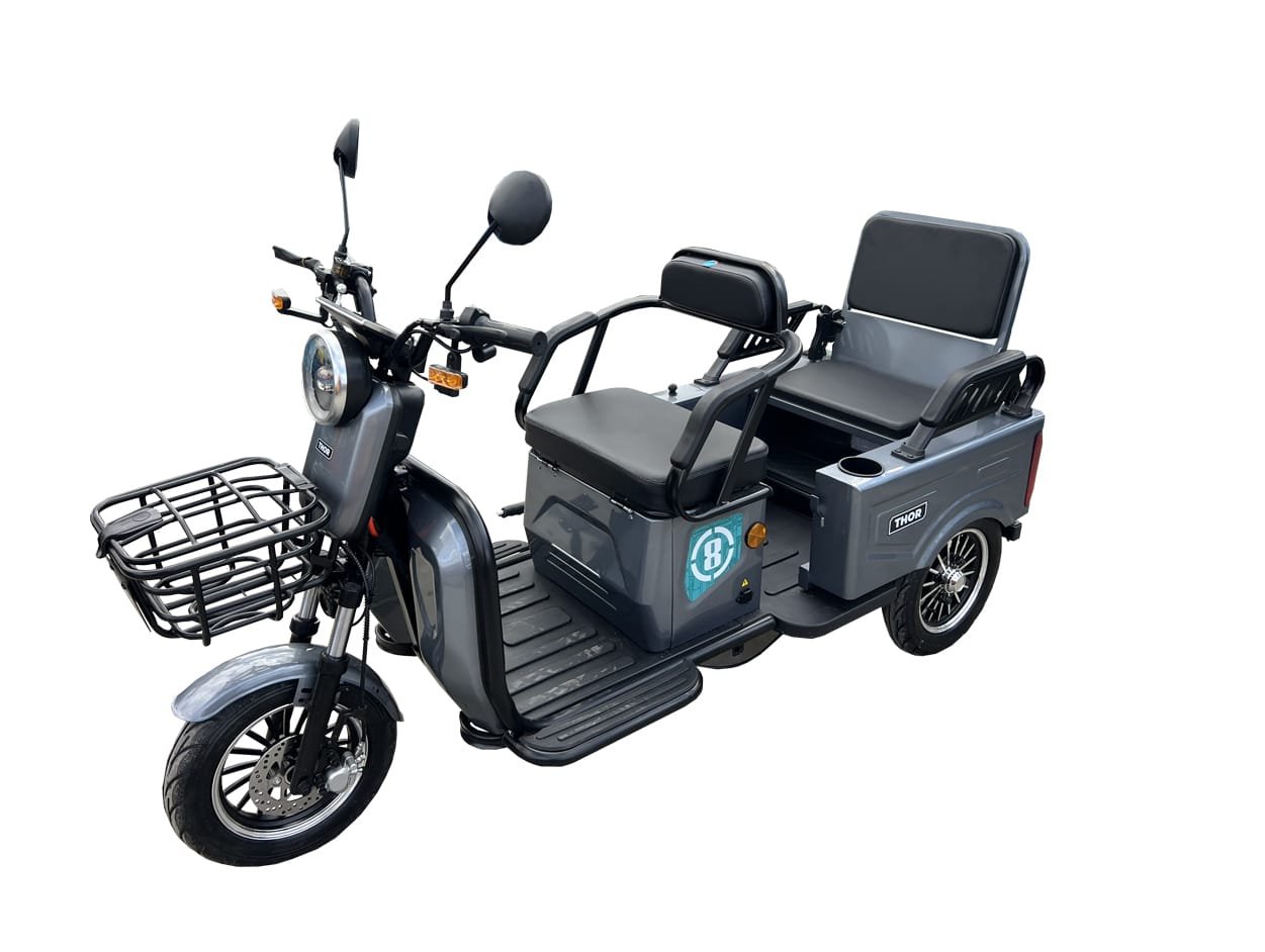 Triciclu electric 1400W Thor SX LONG PRO gri fara permis 60V20Ah 25km/h TRANSPORT GRATUIT