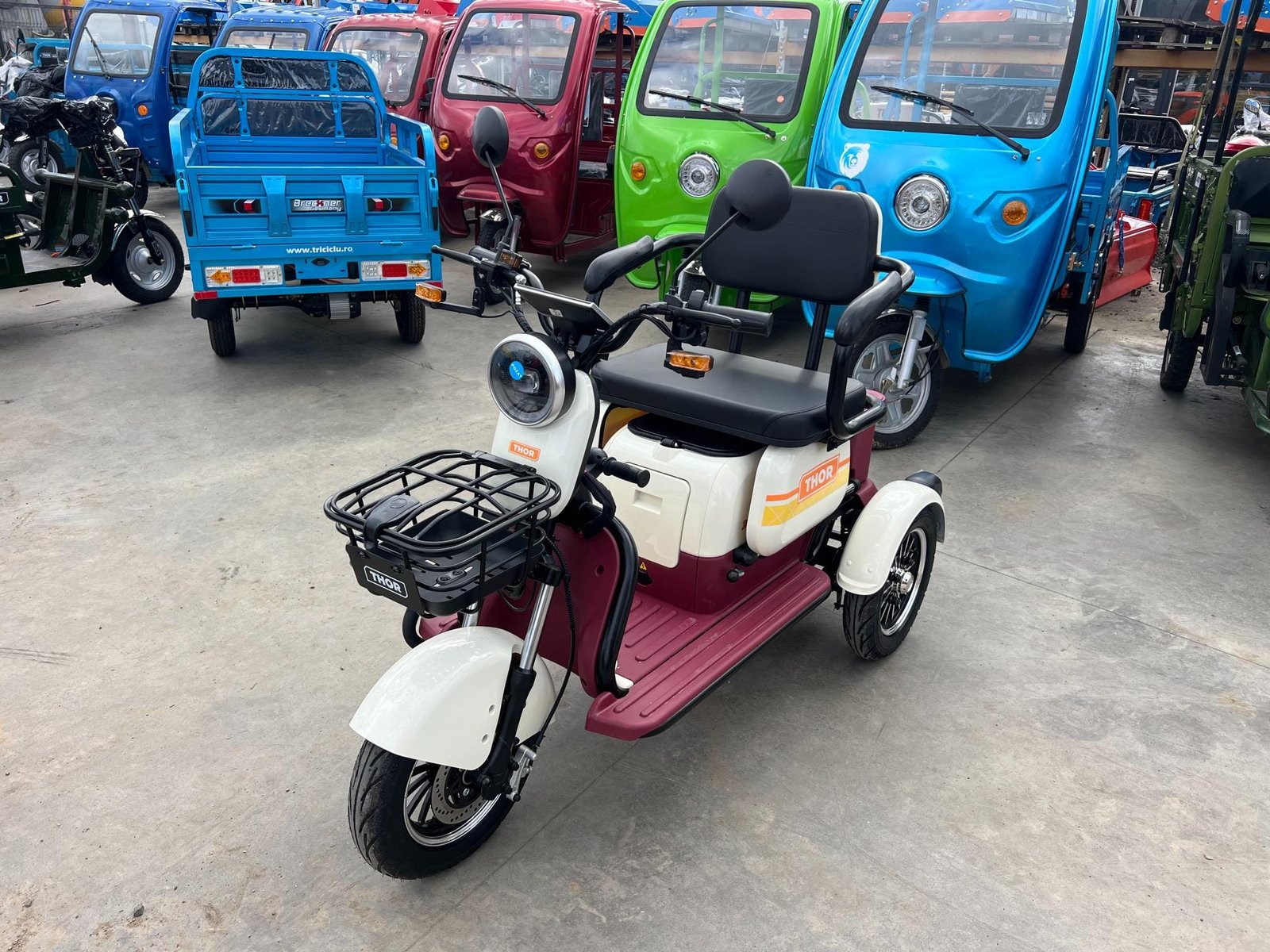 Triciclu electric 1000W Thor SXL PRO rosu-alb fara permis 60V20Ah 25km/h TRANSPORT GRATUIT - imagine 4