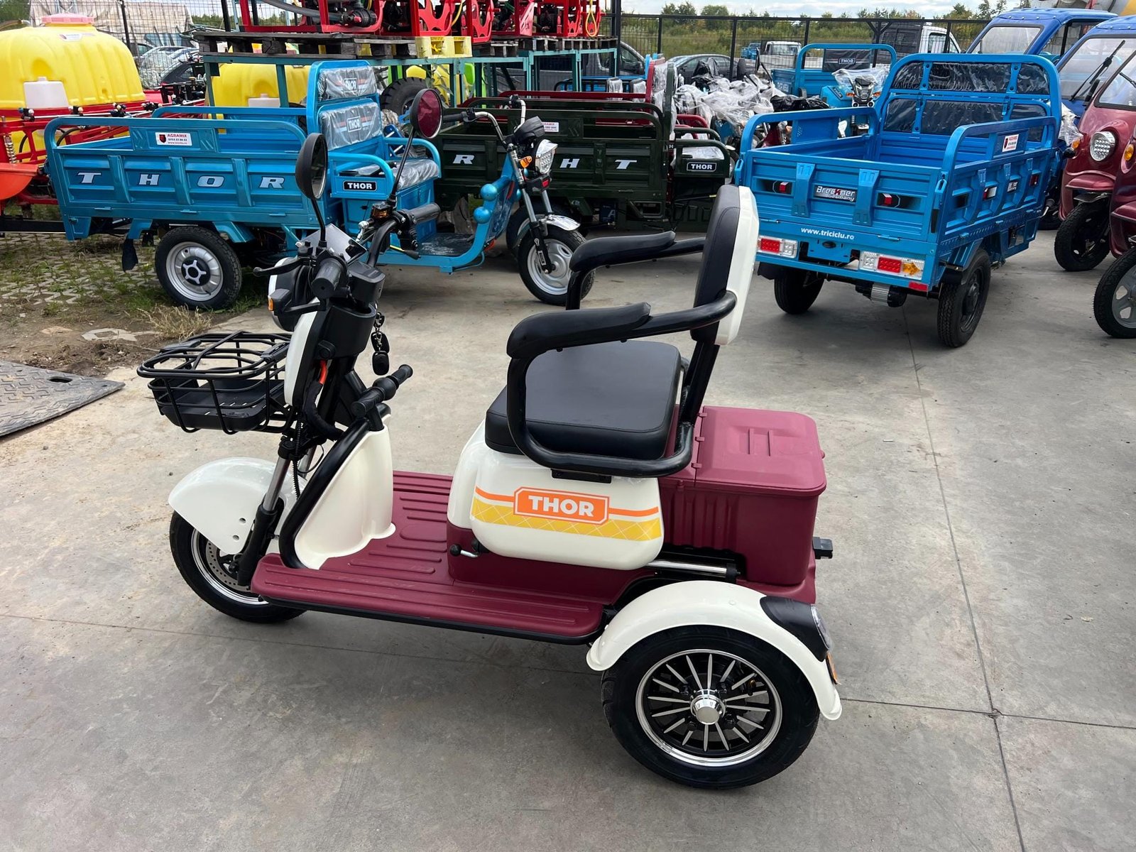 Triciclu electric 1000W Thor SXL PRO rosu-alb fara permis 60V20Ah 25km/h TRANSPORT GRATUIT - imagine 6
