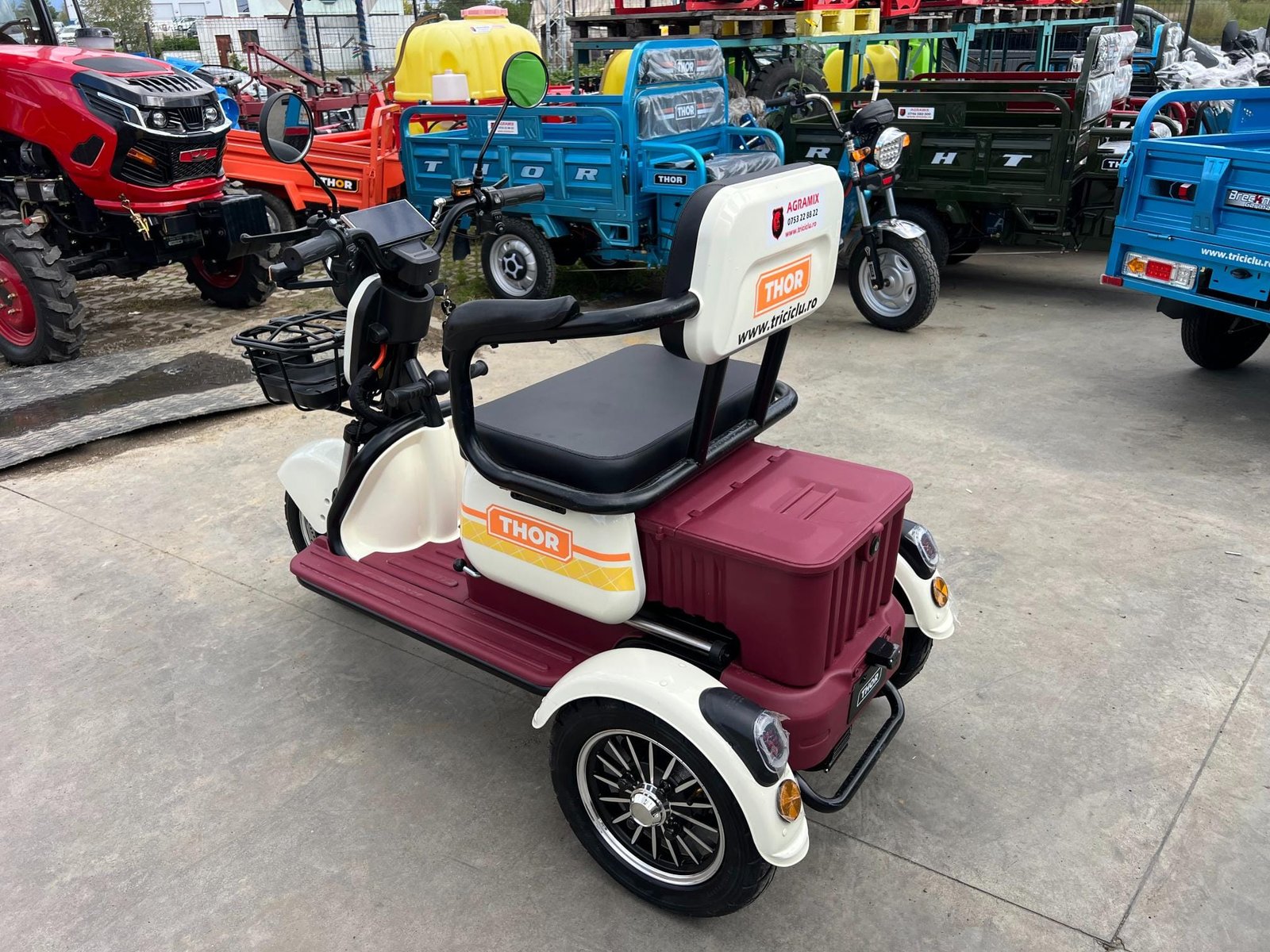 Triciclu electric 1000W Thor SXL PRO rosu-alb fara permis 60V20Ah 25km/h TRANSPORT GRATUIT - imagine 7
