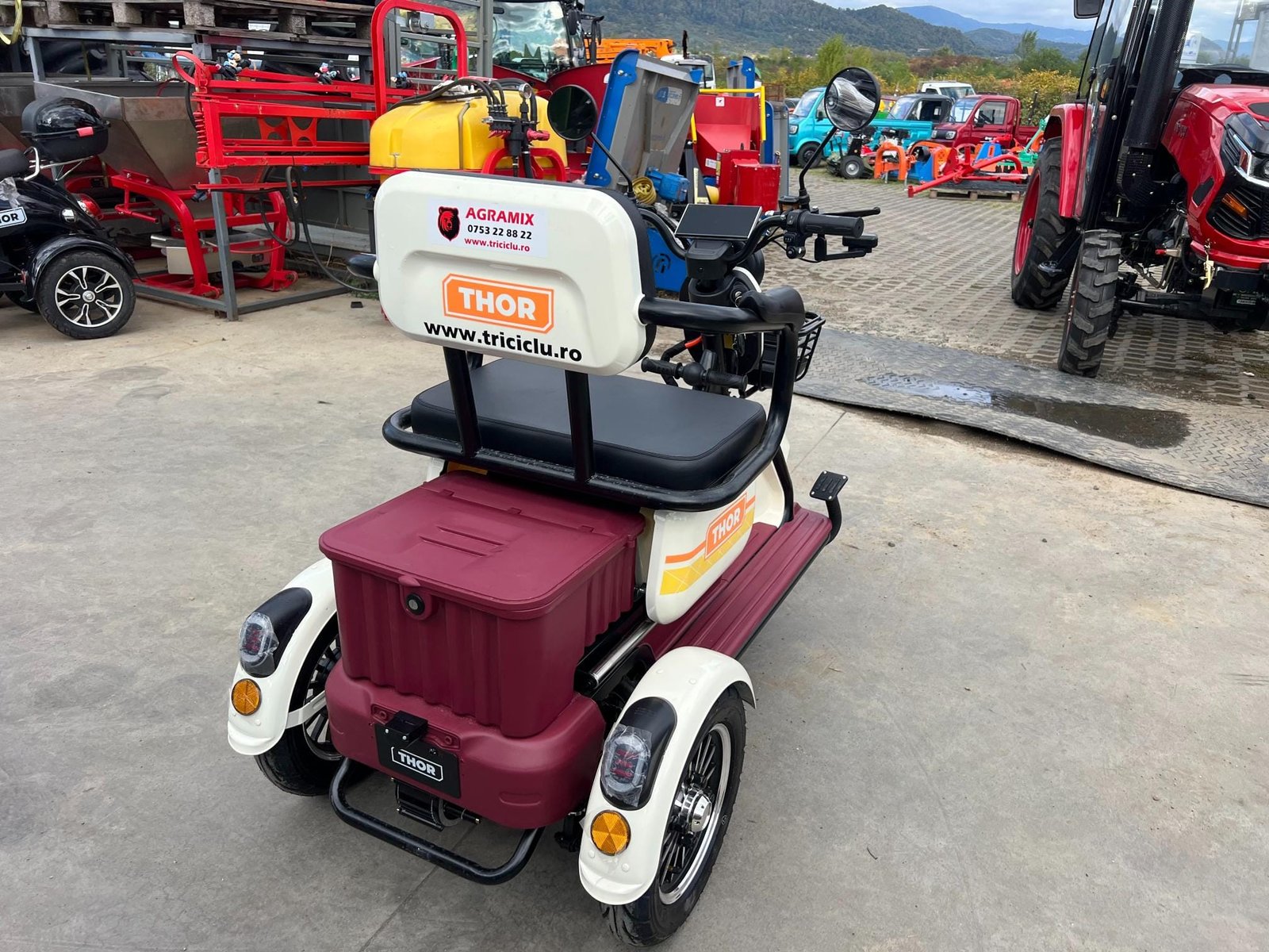 Triciclu electric 1000W Thor SXL PRO rosu-alb fara permis 60V20Ah 25km/h TRANSPORT GRATUIT - imagine 8