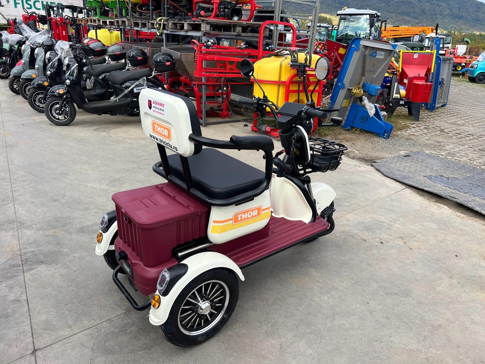 Triciclu electric 1000W Thor SXL PRO rosu-alb fara permis 60V20Ah 25km/h TRANSPORT GRATUIT - imagine 9