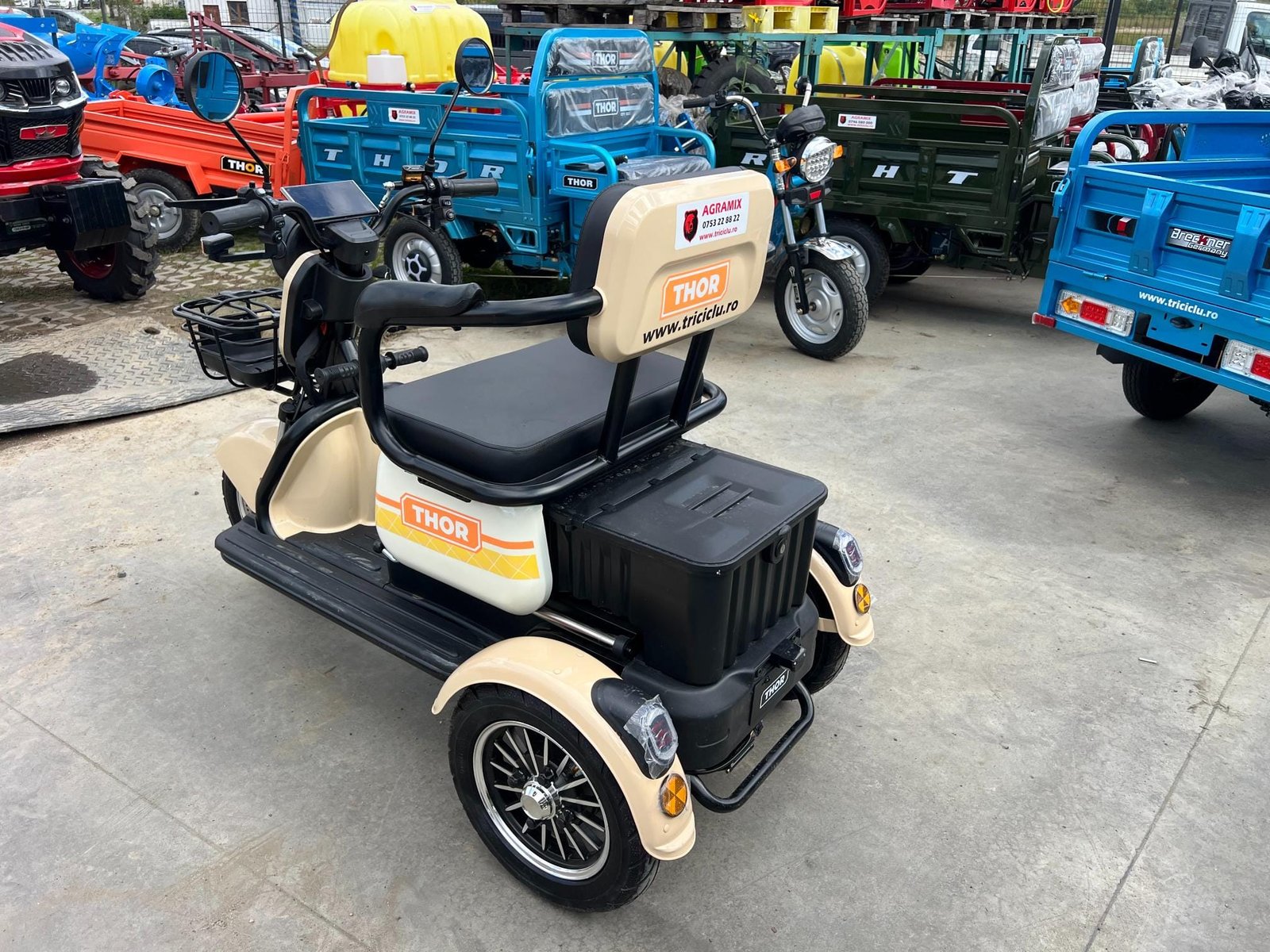 Triciclu electric 1000W Thor SXL PRO bej fara permis 60V20Ah 25km/h TRANSPORT GRATUIT - imagine 22