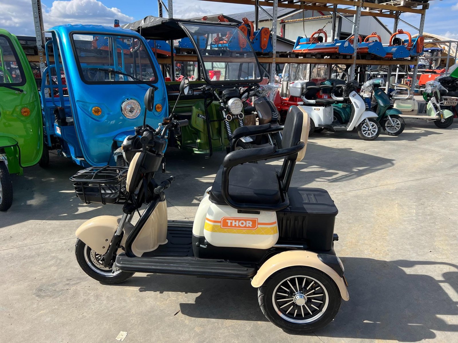 Triciclu electric 1000W Thor SXL PRO bej fara permis 60V20Ah 25km/h TRANSPORT GRATUIT - imagine 14