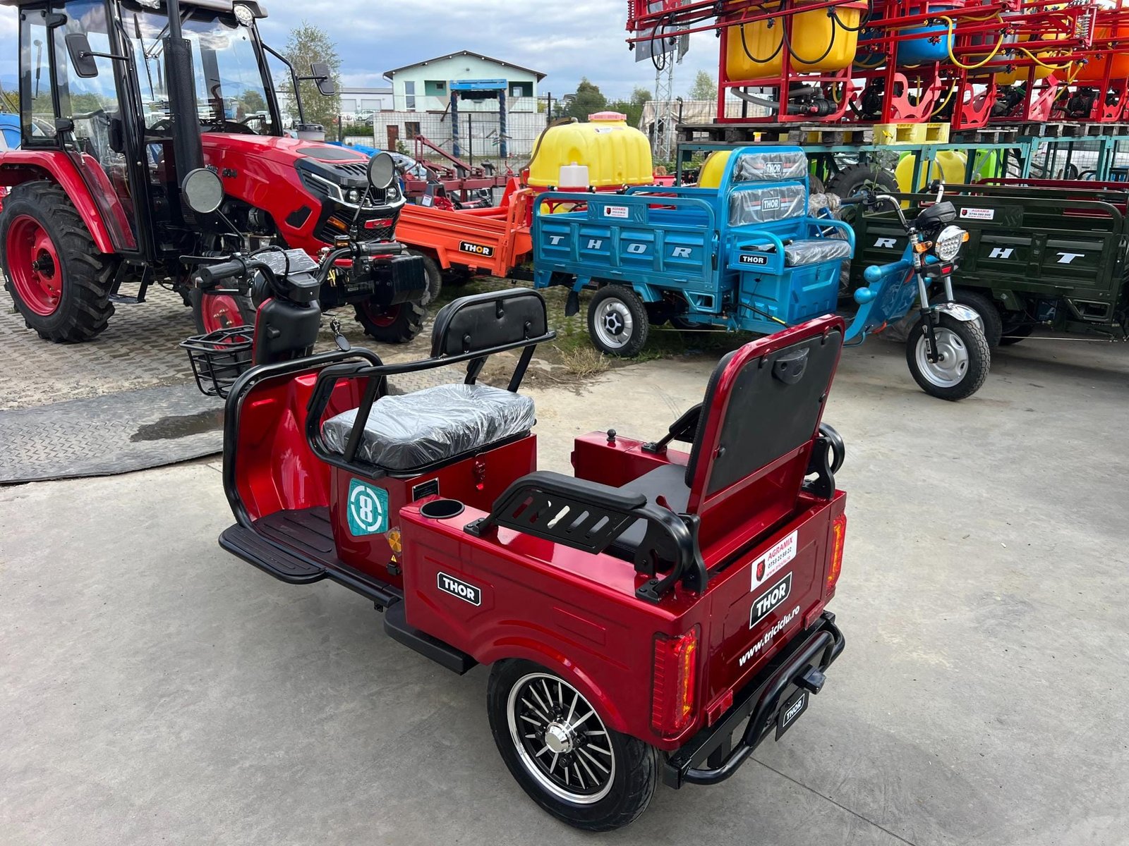 Triciclu electric 1400W Thor SX LONG PRO rosu fara permis 60V20Ah 25km/h TRANSPORT GRATUIT - imagine 14